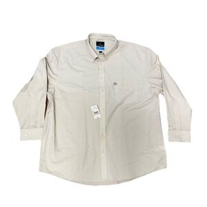 NWT Stafford Cool Max Regular Fit Oxford Dress Shirt XXL 18.5 34/35 Stone 2XL
